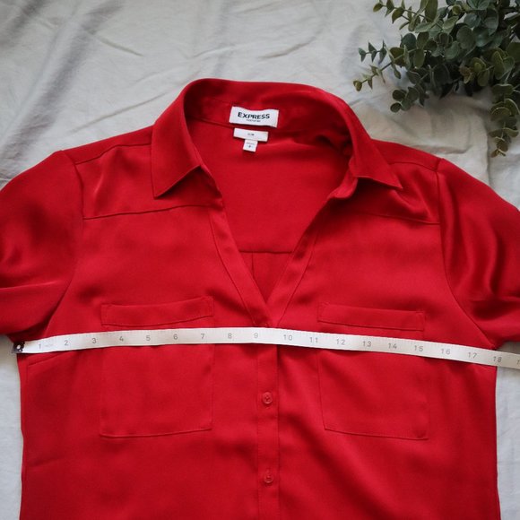 EXPRESS Portofino Shirt Slim Button Up Red Small - Picture 5 of 10